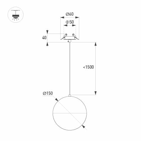 Светильник SP-EMISFERO-HANG-BUILT-R150-11W Day4000 (BK, 170 deg, 230V) (Arlight, IP20 Металл, 3 года)