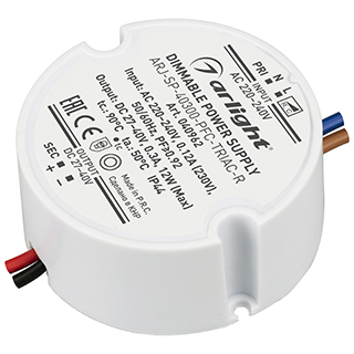 Блок питания ARJ-SP-40300-PFC-TRIAC-R (12W, 27-40V, 300mA) (Arlight, IP44 Пластик, 5 лет)