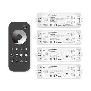INTELLIGENT ARLIGHT Диммер SMART-SET-PWM-101-72-DIM-PD-SUF Black (5-36V, 1x8A, x4, ПДУ 13кн, 2.4G) (IARL, IP20 Пластик, 5 лет)