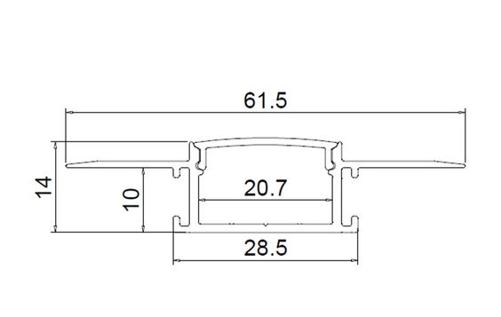 Алюминиевый профиль встраиваемый в гипсокартон 349 (2500*61,5/28,5*14мм с рассеивателем)