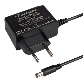 Блок питания ARDV-SP-12-24BW (24V, 0.5A, 12W) (Arlight, Адаптер, 5 лет)