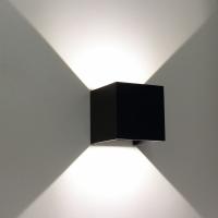 Светильник настенный светодиодный JH-BD-B08 DHL30 (220V, 2х3W, черный корпус, IP65, warm white)