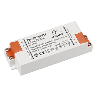 Блок питания ARJ-KE50600 (30W, 600mA, PFC) (Arlight, IP20 Пластик, 5 лет)