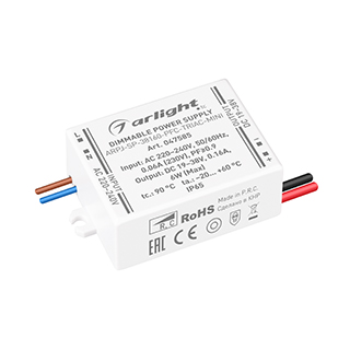 Блок питания ARPJ-SP-38160-PFC-TRIAC-MINI (6W, 19-38V, 160mA) (Arlight, IP65 Пластик, 5 лет)