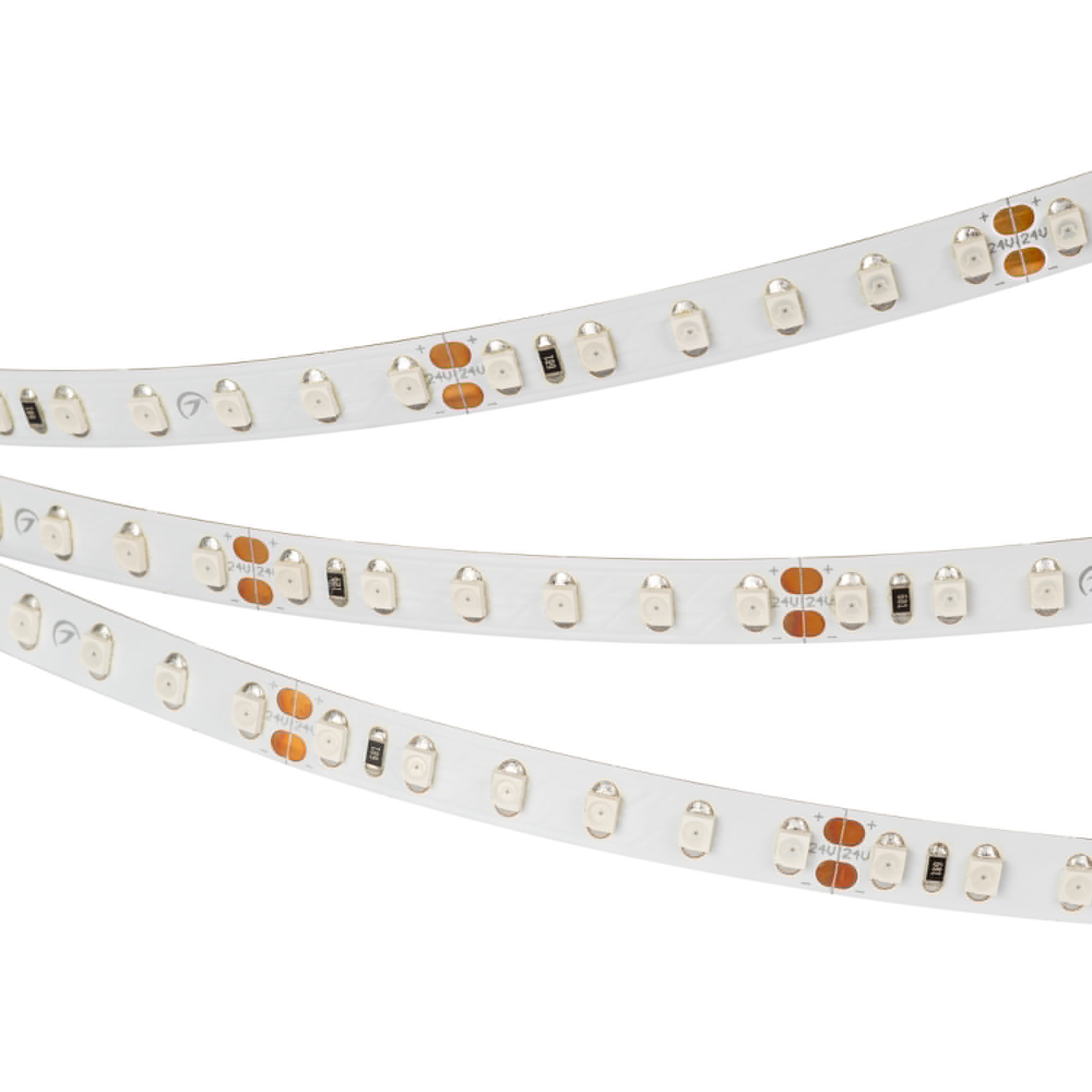 Лента RT 2-5000 24V Yellow 2x (3528, 600 LED, LUX) (Arlight, 9.6 Вт/м, IP20)