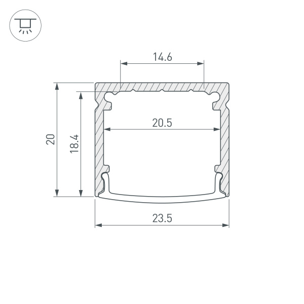 Профиль WIDE-H20-2000 ANOD (Arlight, Алюминий)