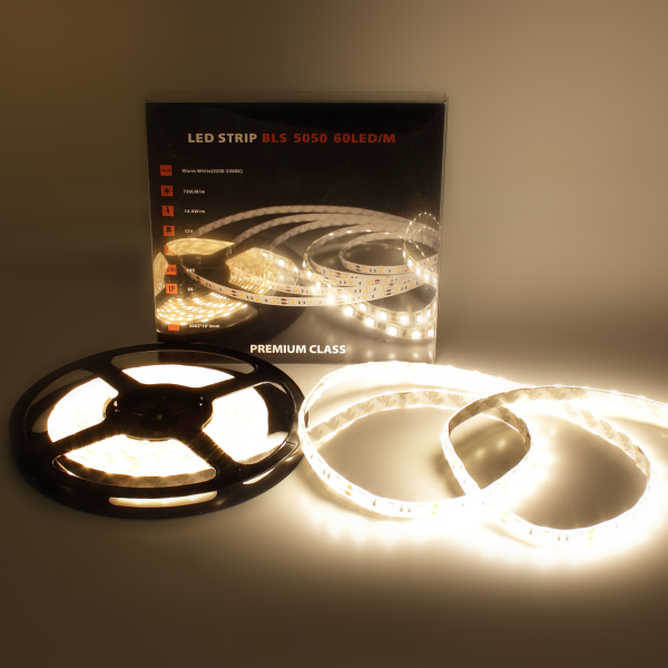 Светодиодная лента Class Premium, 5050, 60 led/m, Warm White, 12V, IP65, А24