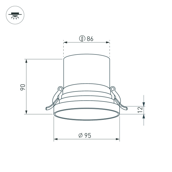 Светильник MS-VOLCANO-BUILT-R95-15W Warm3000 (WH, 38 deg, 230V) (Arlight, IP20 Металл, 5 лет)