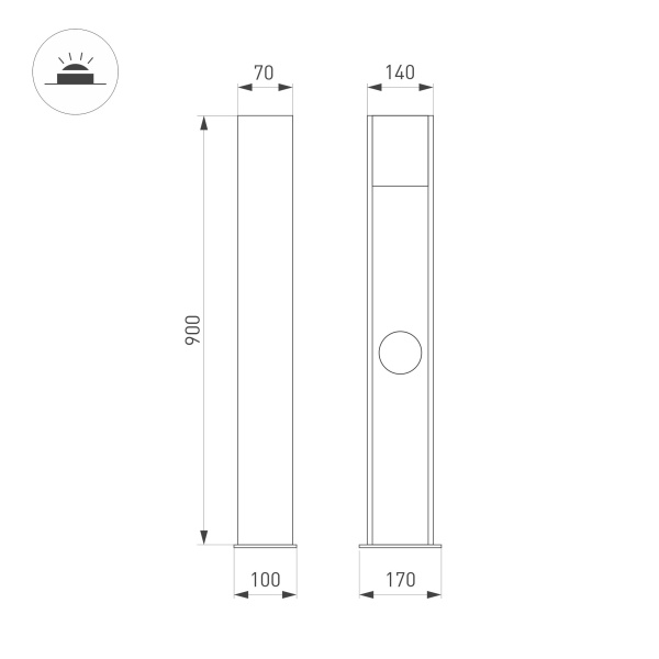 Светильник LGD-SEKVOYA-BOLL-SOCKET-H900-11W Warm3000 (BK, 120 deg, 230V) (Arlight, IP54 Металл, 3 года)