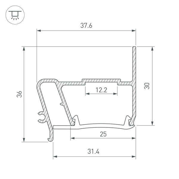 Профиль STRETCH-S-30-WALL-SIDE-2000 (STEP) (Arlight, Алюминий)