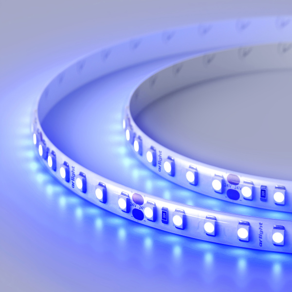 Лента RTW 2-5000SE 24V Blue 2x (3528, 600 LED, LUX) (Arlight, 9.6 Вт/м, IP65)