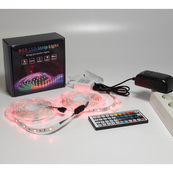 Набор светодиодной ленты 10XRGB30-A04 X14 (12V, RGB 30led/m 2x5m, IR, адаптер 220V, IP20)