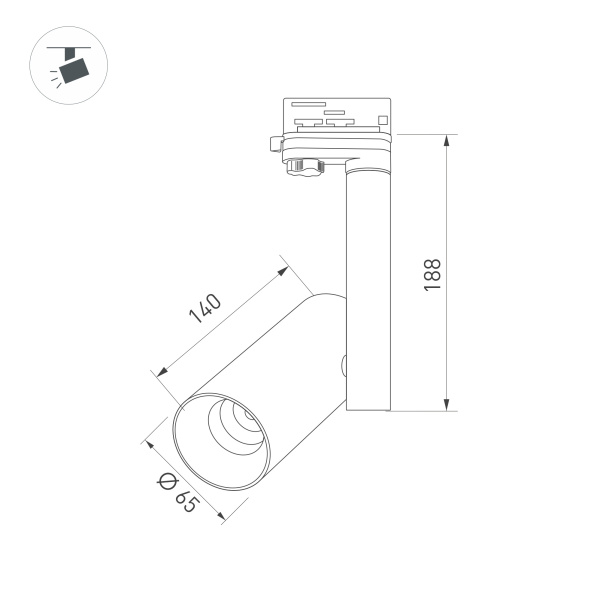 Светильник SP-POLO-TRACK-PIPE-R65-8W White5000 (WH-GD, 40 deg) (Arlight, IP20 Металл, 3 года)