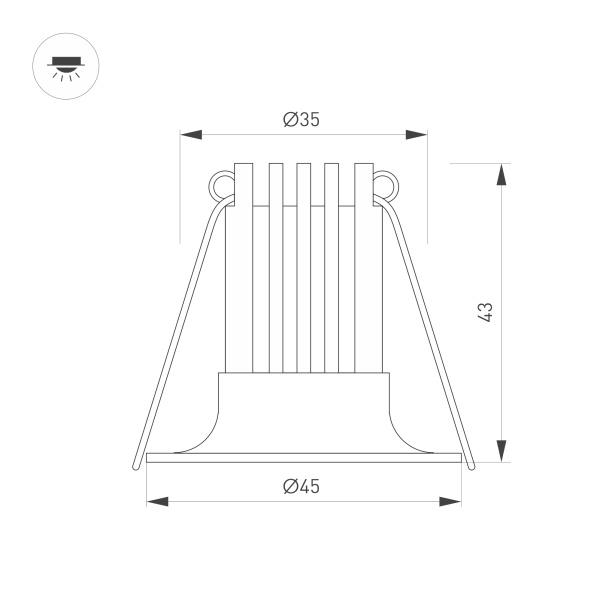 Светильник MS-FOGGY-BUILT-R45-5W Day4000 (WH, 36 deg, 230V) (Arlight, IP54 Металл, 5 лет)