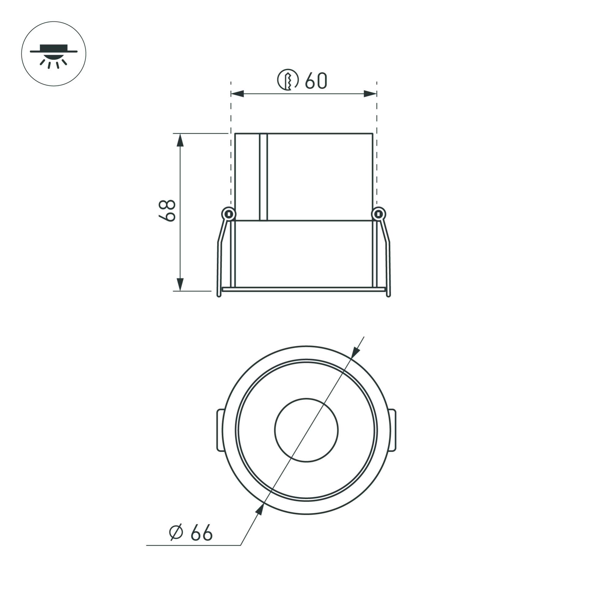 Светильник MS-ATLAS-BUILT-R66-15W Day4000 (BK-BK, 35 deg, 230V) (Arlight, IP20 Металл, 5 лет)