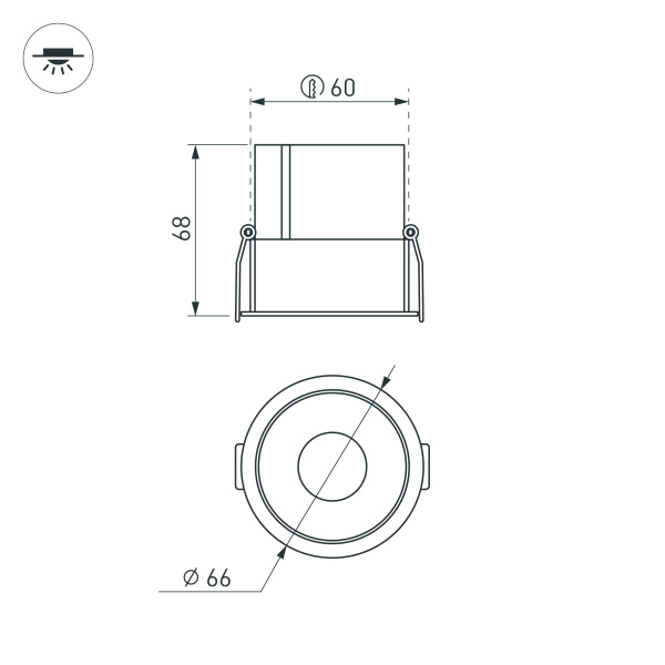 Светильник MS-ATLAS-BUILT-R66-15W Warm3000 (BK-BK, 35 deg, 230V) (Arlight, IP20 Металл, 5 лет)