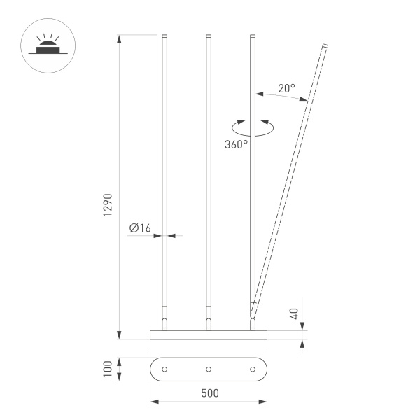 Светильник SP-FRITO-FLOOR-36W Warm3200-MIX (BK, 120 deg, 230V) (Arlight, IP20 Металл, 5 лет)