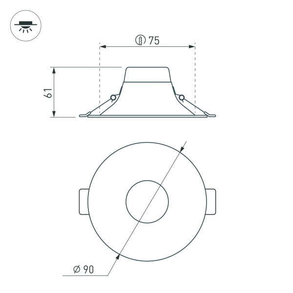 Светильник MS-BLIZZARD-BUILT-R90-6W Warm3000 (WH, 100 deg, 230V) (Arlight, IP20 Металл, 3 года)