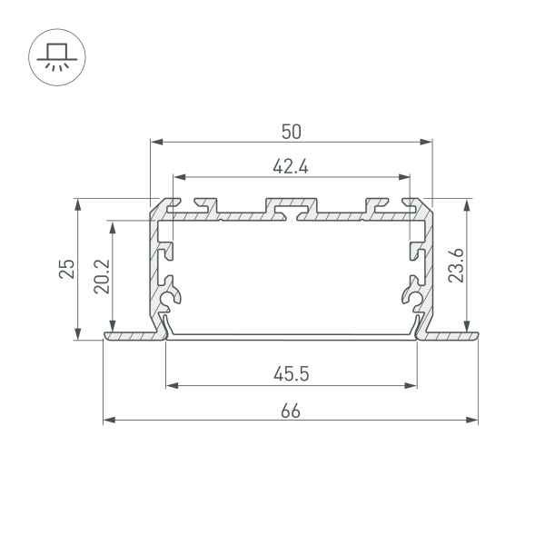 Профиль KLUS-POWER-W50-FS-2000 ANOD (Arlight, Алюминий)
