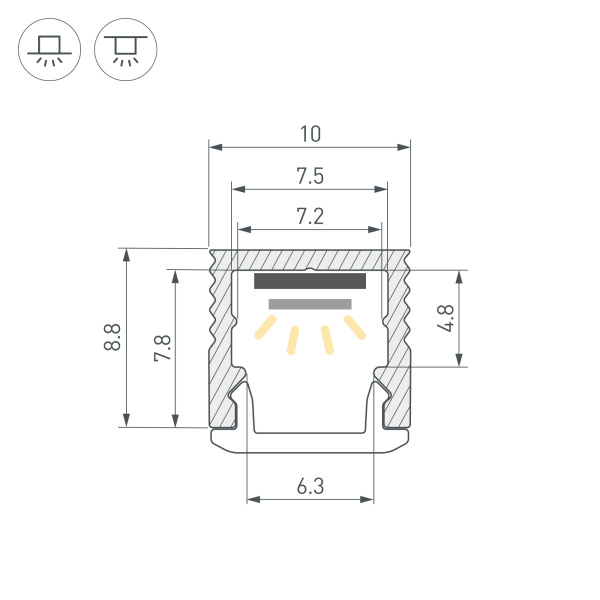 Профиль SL-MINI-10-2000 ANOD (Arlight, Алюминий)
