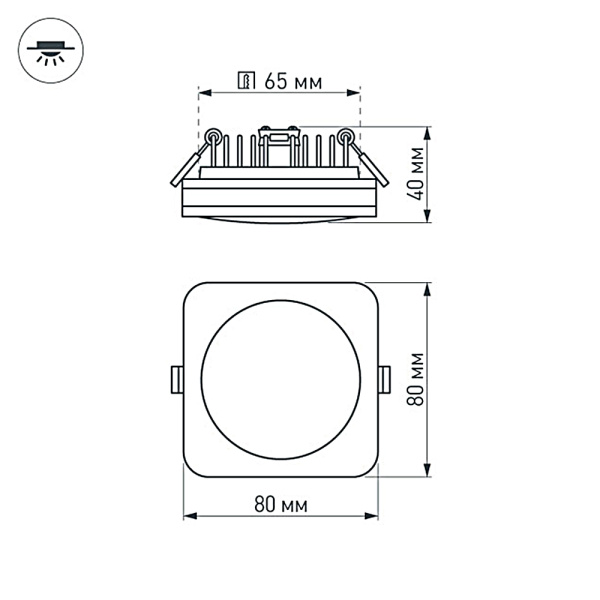 Светодиодная панель LTD-80x80SOL-BK-5W Warm White (Arlight, IP44 Пластик, 3 года)