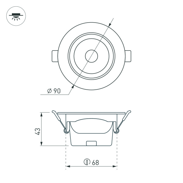 Светильник LTD-POLAR-TURN-R90-7W Day4000 (WH, 36 deg, 230V) (Arlight, IP20 Пластик, 3 года)