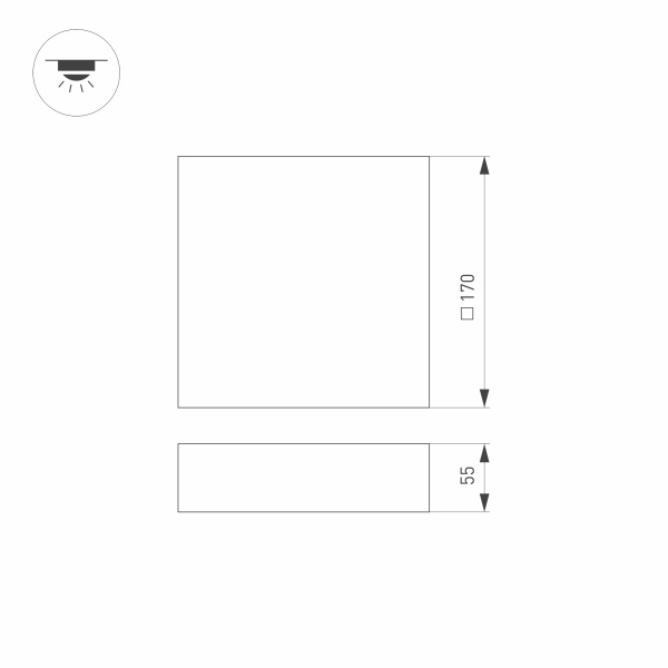 Светильник SP-QUADRO-S170x170-18W Warm3000 (BK, 120 deg, 230V) (Arlight, IP40 Металл, 3 года)