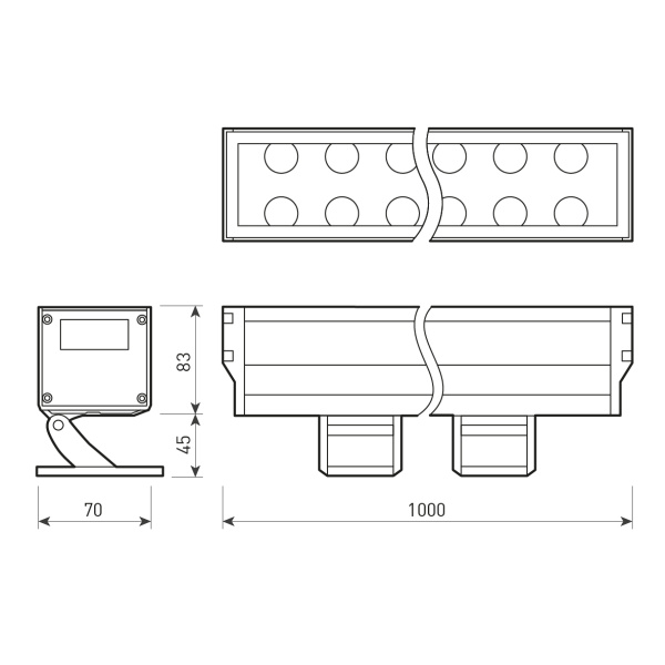 Светодиодный прожектор AR-LINE-1000XL-54W-24V RGB (Grey, 30 deg, DMX512) (Arlight, Закрытый)