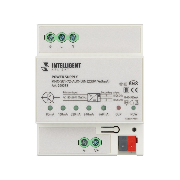INTELLIGENT ARLIGHT Блок питания шины KNX-301-72-AUX-DIN (230V, 960mA) (IARL, IP20 Пластик, 2 года)