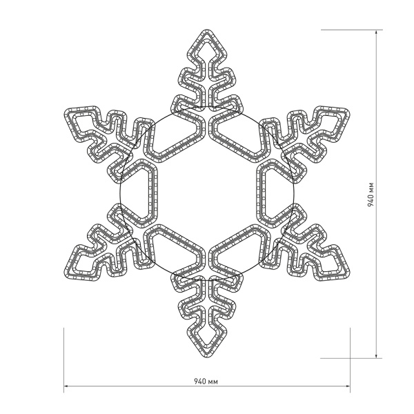 Фигура ARD-SNOWFLAKE-M2-940x940-576LED Blue (230V, 32W) (Ardecoled, IP65)