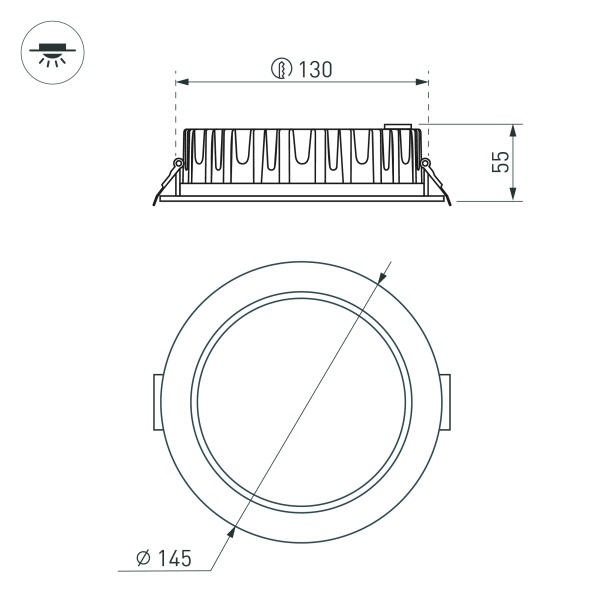 Светильник MS-MIST-BUILT-R145-15W Day4000 (WH, 110 deg, 230V) (Arlight, IP54 Металл, 5 лет)