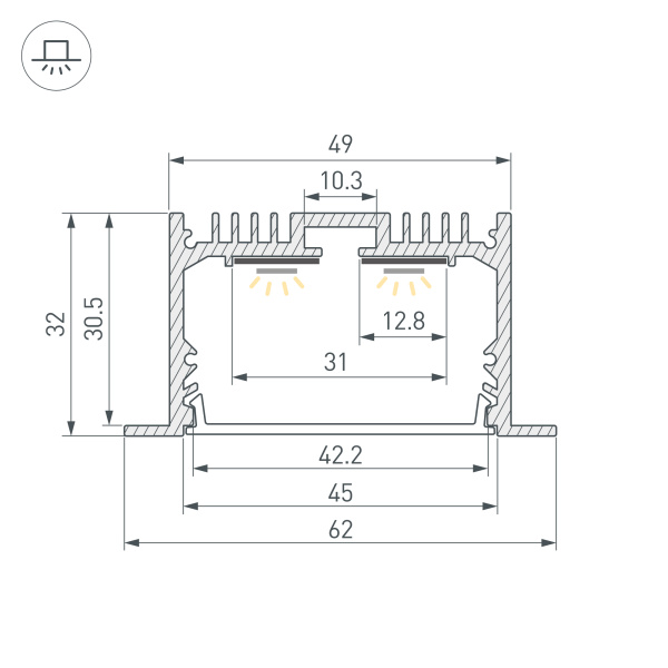 Профиль SL-LINIA62-F-3000 ANOD (BY) (Arlight, Алюминий)