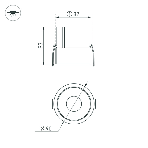 Светильник MS-ATLAS-BUILT-R90-25W Warm3000 (BK-BK, 30 deg, 230V) (Arlight, IP20 Металл, 5 лет)