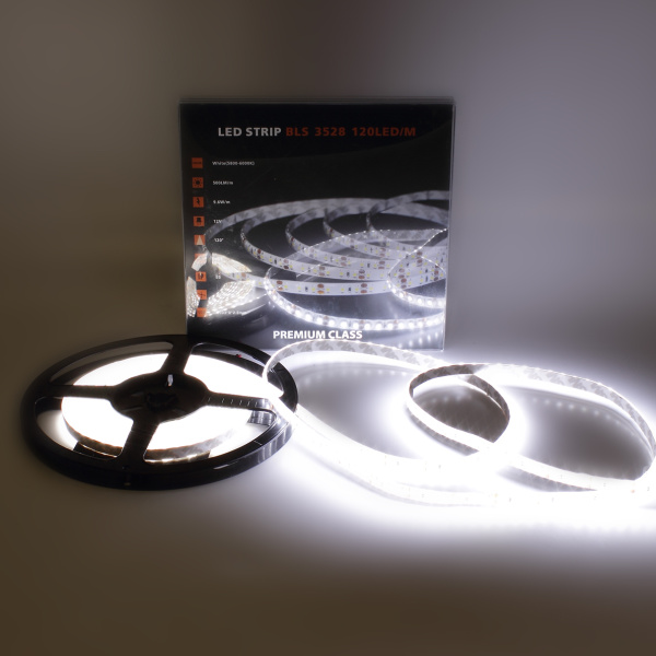 Светодиодная лента Class Premium, 3528, 120 led/m, White, 12V, IP65, А2