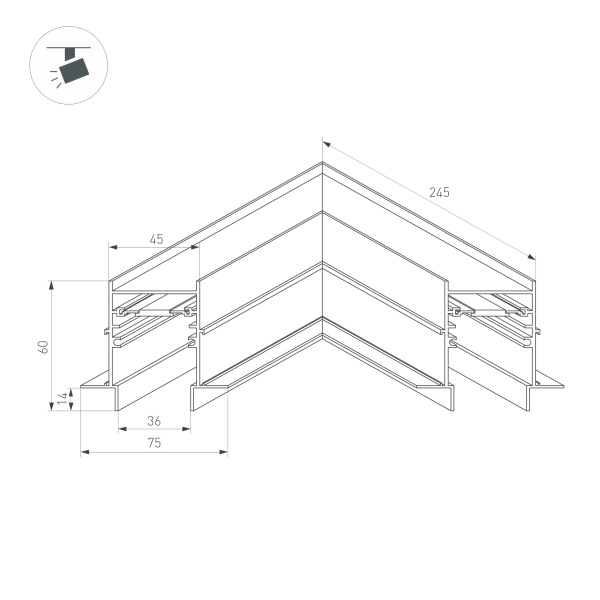 Коннектор угловой MAG-CON-4560-FDW-L90 (BK) (Arlight, IP20 Металл, 5 лет)