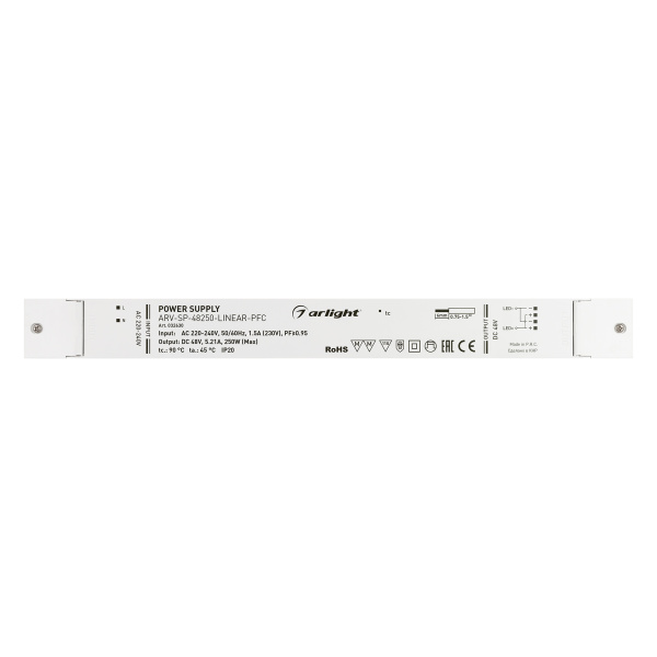 Блок питания ARV-SP-48250-LINEAR-PFC (48V, 5.21A, 250W) (Arlight, IP20 Пластик, 5 лет)