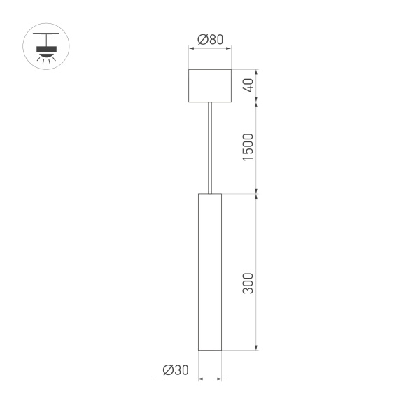 Светильник SP-PIPE-HANG-L300-R30-9W Day4000 (GD, 24 deg, 230V) (Arlight, IP20 Металл, 3 года)