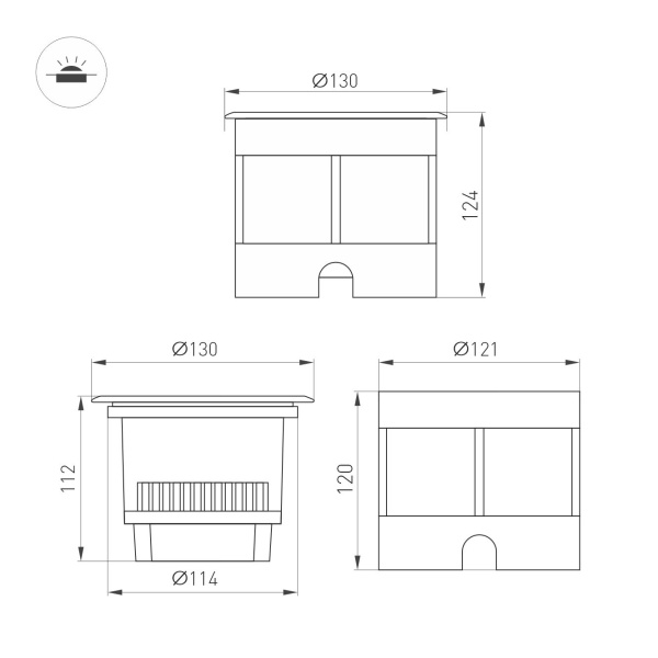 Светильник LTD-DAFNA-GROUND-R130-11W Warm3000 (SL, 45 deg, 230V) (Arlight, IP67 Металл, 5 лет)