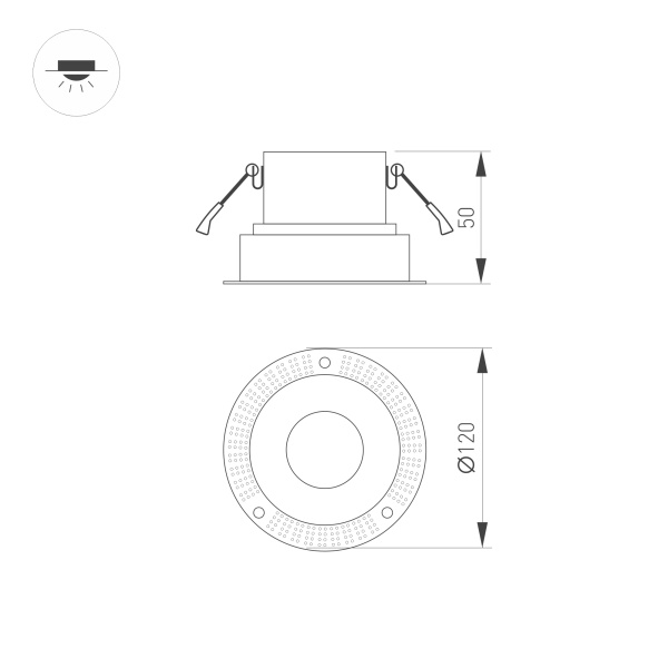 Корпус PLURIO-BASE-BUILT-TRIMLESS-R120 (BK, 1-2, 200mA) (Arlight, IP20 Металл, 3 года)