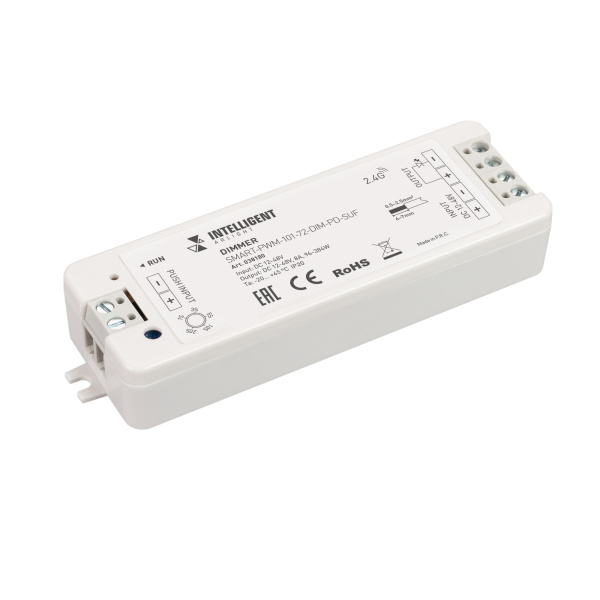 INTELLIGENT ARLIGHT Диммер SMART-PWM-101-72-DIM-PD-SUF (12-48V, 1x8A, SS, 2.4G) (IARL, IP20 Пластик, 5 лет)