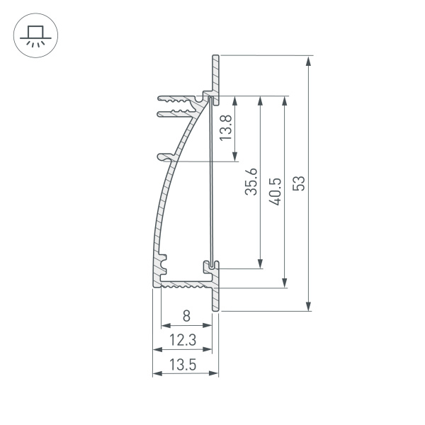 Профиль TOP-SWALL-2000 ANOD (P35) (Arlight, Алюминий)