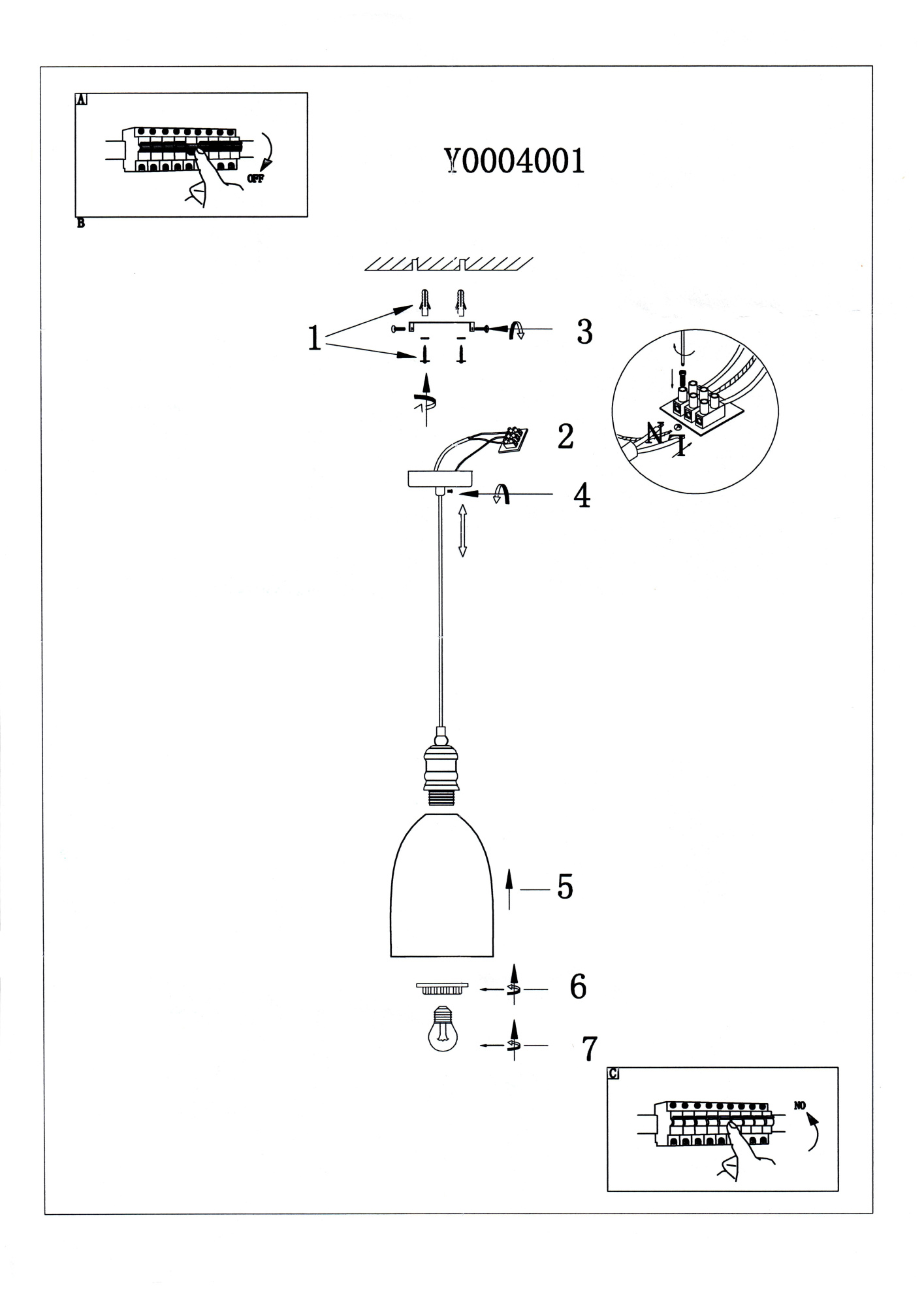 Светильник лофт Y0004001 PA23 (220V, E27, стекло)