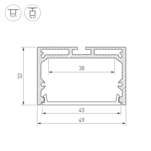 Профиль с экраном SL-LINE-4932-2500 BLACK+OPAL (Arlight, Алюминий)