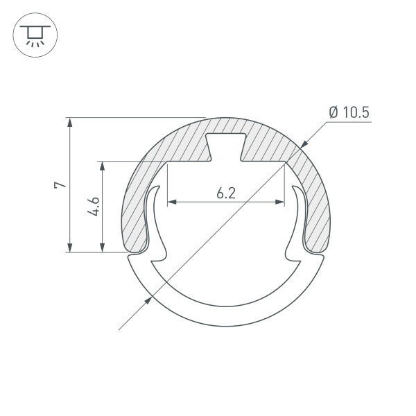 Профиль ROUND-D10.5-2000 ANOD (Arlight, Алюминий)