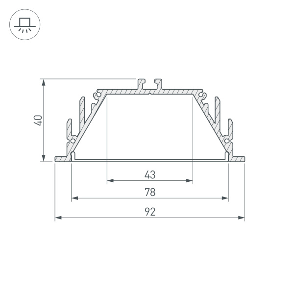 Профиль с экраном ALU-POWER-RW80F-2000ANOD+CLEAR-P (Arlight, Алюминий)