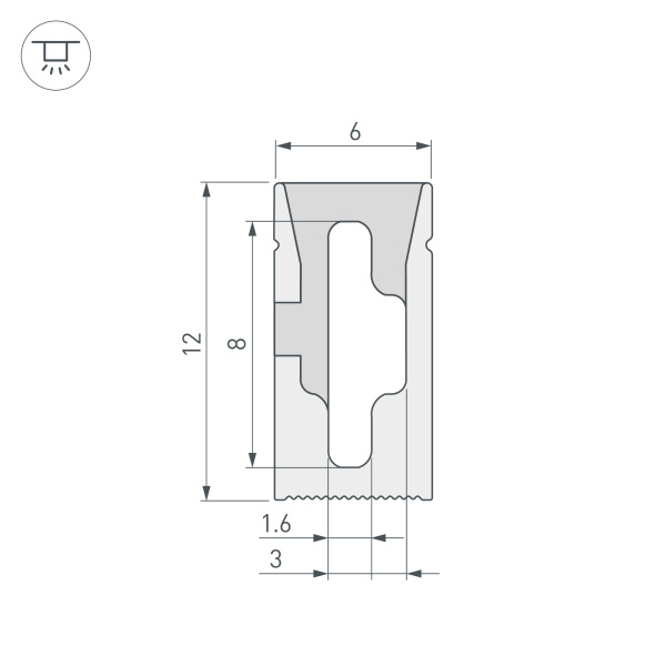 Силиконовый профиль WPH-FLEX-0612-SIDE-S8-20m WHITE (Arlight, Силикон)