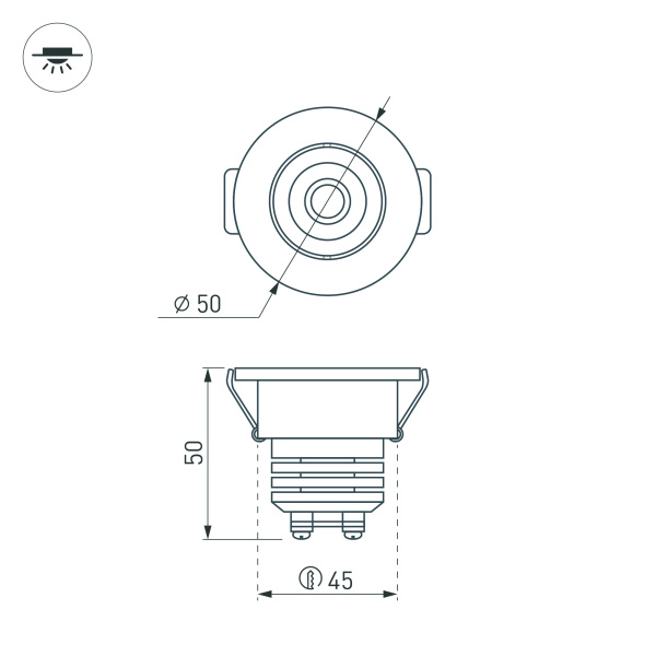 Светодиодный светильник LTM-R50WH 5W Warm White 25deg (Arlight, IP40 Металл, 3 года)