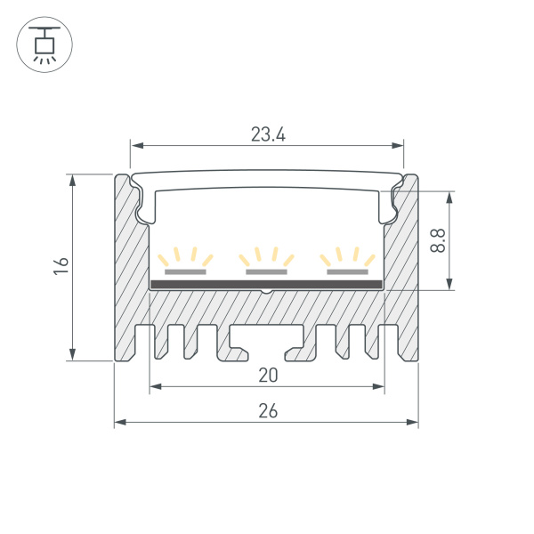 Профиль ARH-LINE-1726-2000 ANOD (Arlight, Алюминий)