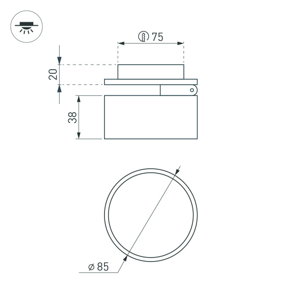 Светильник LGD-POT-BUILT-R85-12W Day4000 (WH, 100 deg, 230V) (Arlight, IP44 Металл, 5 лет)