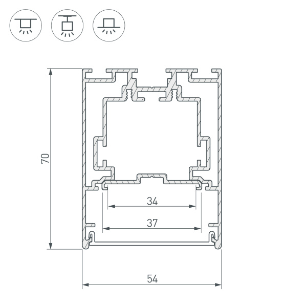 Профиль S2-LINE-5470-2500 SEAMLESS ANOD (Arlight, Алюминий)